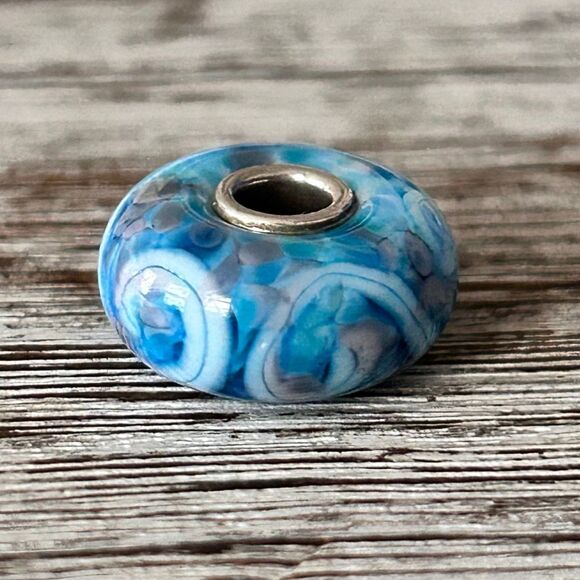 Summersday Artisan Trollbeads Style Trollstone Blue Pink White Mosaic Swirl NEW - Picture 12 of 12